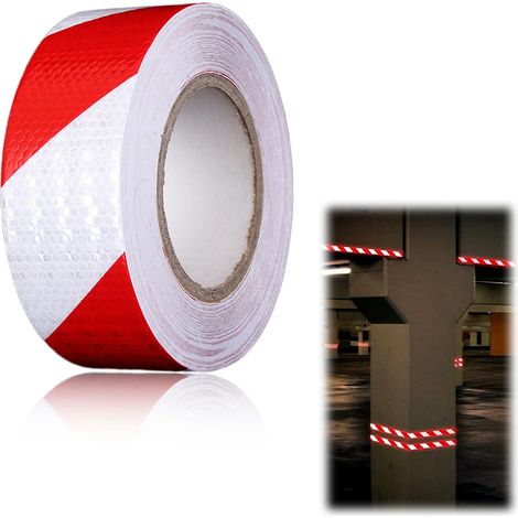 Red and White Reflective Tape 12m×5cm Reflective Tape Waterproof Self Adhesive Tape for Vehicles, Cars, Trailers, Outdoor (1/5)