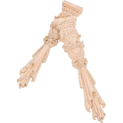 Appliques en Bois Sculpté Beige Style Européen Rétro 2 Pièces Colonnes Romaines Classiques pour Décoration Murale et Meubles en Bois pour Maison (1/5)