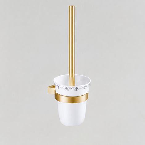 Brosse WC dorée pour salle de bain et toilettes avec support mural élégant – Livraison gratuite (1/4)