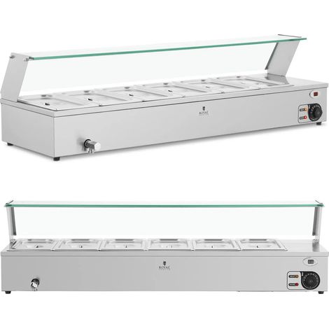 Scaldavivande a bagnomaria, buffet riscaldante con coperchio 6 x GN 1/3 2100 W (1/5)