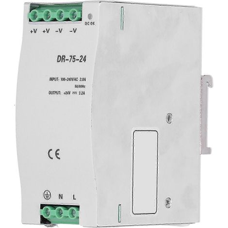 Alimentation à découpage BERM DIN Rail DR7524, transformateur industriel 24V, 100-240VAC, convertisseur de tension pour armoire électrique (1/5)