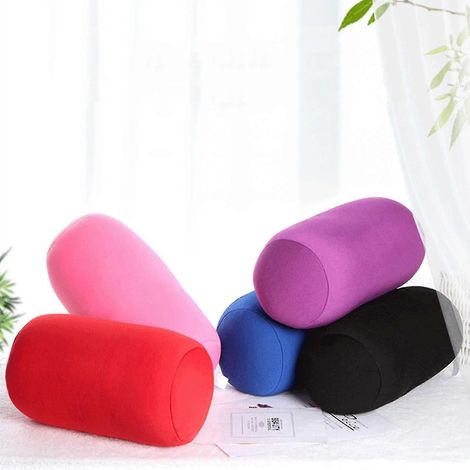 Lot de 2 coussins traversins tubulaires de luxe à microbilles avec housse amovible, inodores et flexibles, pour un soutien optimal de la tête, de la nuque et du dos, à la maison comme en voyage. (1/2)