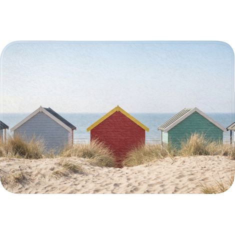 ALFOMBRILLA PARA EL VÁTER Playa - Cabañas - Colorido - Dunas 60x40 cm