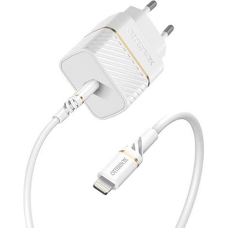 EU Wall Charger 20W - 1X USB-C 20W USB-PD + USB C-Lightning Cable 1m, Cloud Dust White (1/3)