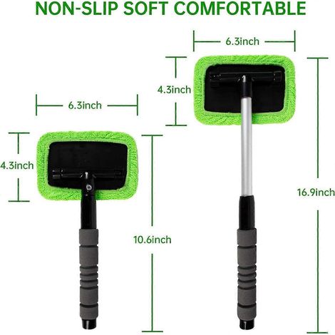 Outils de nettoyage de pare-brise, chiffons de nettoyage de voiture en microfibre avec manches extensibles, nettoyant pour vitres de voiture réutilisable pour l'intérieur et l'extérieur