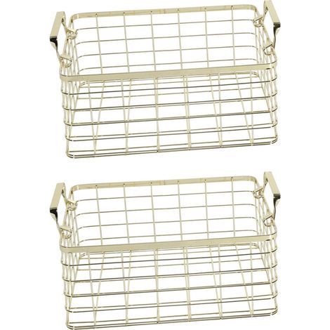 2X Panier de Rangement En Métal Chic Nordique Fait Main Filet de Fer étagères de Table Panier Or (1/5)