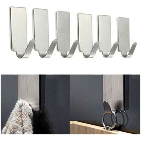 Klebehaken, 6 Stück Wandklebehaken, selbstklebende Haken, Edelstahl-Klebehaken, Edelstahl-Wandhaken, selbstklebende Wandhaken (1/4)
