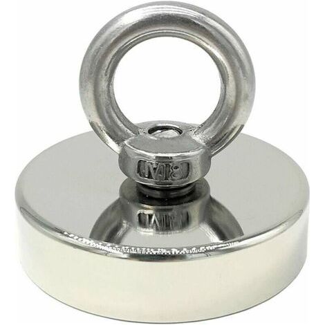 Aimant en néodyme super puissant 120 kg - Aimants puissants - Idéal pour la pêche magnétique - Ø 60 mm avec œillet en néodyme (1/4)