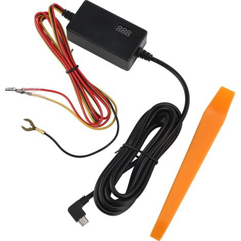 Kit de câblage de caméra de tableau de bord, affichage numérique, basse tension, enregistrement en accéléré réglable, fil dur 12V 24V à 5V 3A pour surveillance de stationnement 24H, MINI coude (1/3)