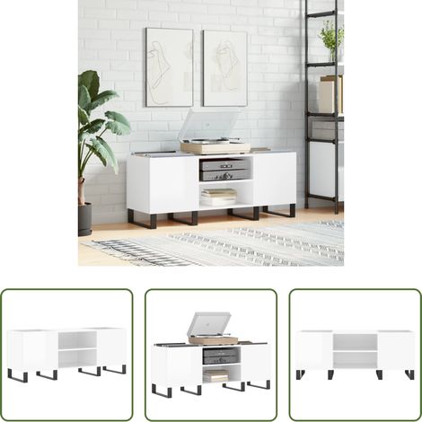 vidaXL Plattenschrank - Plattenschrank Hochglanz-Weiß 121x38x48 cm Holzwerkstoff (1/5)