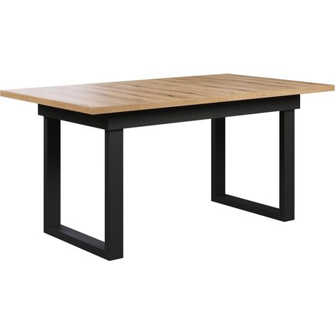 Table à Manger Universelle - Noir/chêne Evoke - Table de Salle à Manger Extensible avec Pieds en métal - (l x H x P) 160-200 x 76 x 80 cm - Table adaptée pour la Cuisine, Le (1/5)