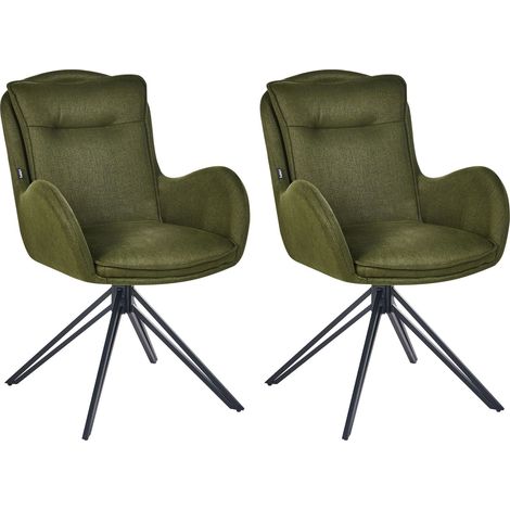Set di 2 Sedute imbottite in tessuto verde scuro Gambe in metallo nero Avelar (1/5)