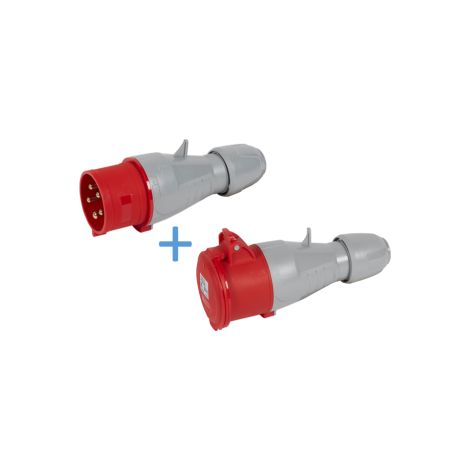 Legrand - Fiche mobile droite P17 IP44 32A - 380V u00e0 415V - 3P+N+T - mu00e2le+femelle - Ru00e9f. : 555239+555219 (1/4)