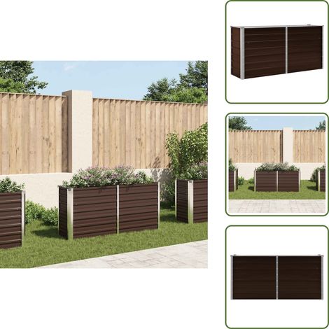 Garten-Hochbeet Braun 160 x 40 x 77 cm Verzinkter Stahl - Gartengefäße - Hochbeet - Blumentopf - Stahltöpfen - Balkonbepflanzung (1/5)