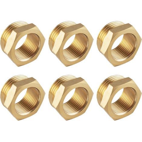 Lot de 6 réducteurs filetage femelle 1/2" vers filetage mâle 3/4" filetage BSP convertisseur hexagonal en laiton adapté (1/5)