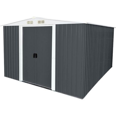 Home Deluxe – Abri de jardin métal 257 x 313 x 178 cm – Acier galvanisé résistant aux intempéries – Porte coulissante – 7,9 m² de surface (1/4)