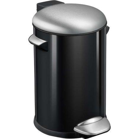 EKO - Poubelle à pédale Belle Deluxe 12 litres - Steel Plastic - noir brillant, inox mat