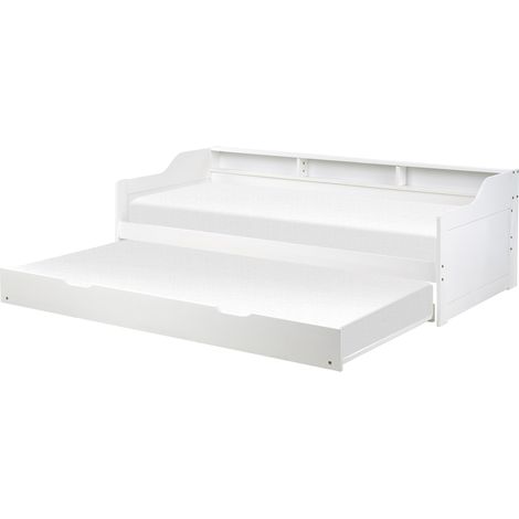 Cama con somier de madera blanco 90 x 200 cm cama nido individual Edern
