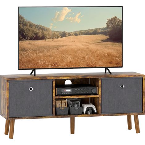 Rustic Brown TV Cabinet Stand for TVs up to 50 Inches with Foldable Drawers,Stylish Entertainment Center for Living Room