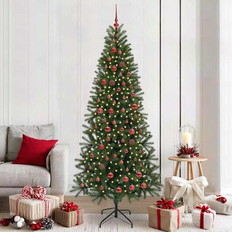 Künstlicher Weihnachtsbaum mit 300 LEDs Grün 210 cm PE und PVC