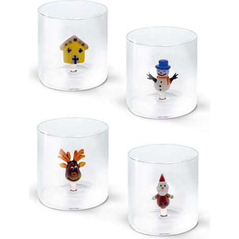 WD LifeStyle Bicchiere Vetro Borosilicato Cc 250 ml Decori Natalizi Misti 1 Pz (1/3)