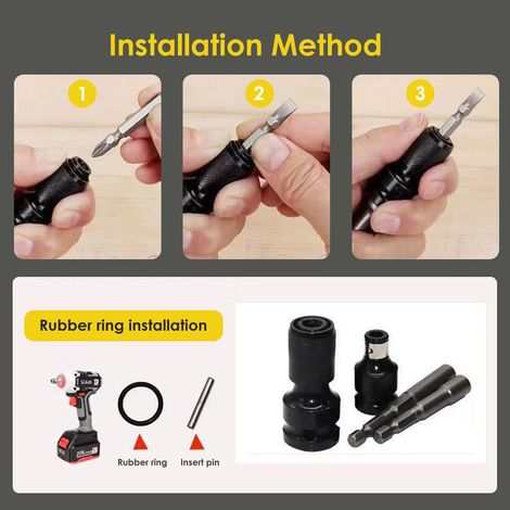 Confezione da 2 adattatori per punte per chiavi a percussione - Convertitore di prese da 1/2 a 1/4" - Accessori di precisione per cricchetti, cacciaviti e altro - Robusti e versatili - Utensili di alt (1/4)
