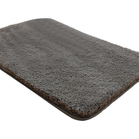 Tapis de bain antidérapant 40x60cm, tapis de sol en peluche-Gris (1/5)