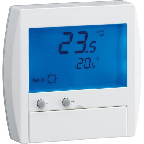 Hager – Thermostat digital semi-encastré pour plancher chauffant 230V – Plage de réglage 5/30°C – Capteur électronique – Mode de régulation PI (1/3)