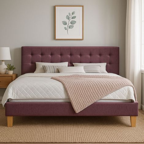 Cama completa - Conjunto de cama Frederic Rouge 140x190 + Colchón Super Deluxe - Cama + Somier + Colchón