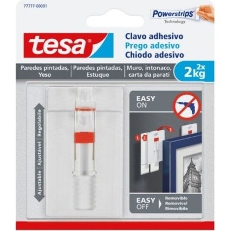 Colgador hog 2kg adh reut clavo pl bl ajust. pared pint 2 pz (1/5)