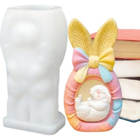 Moule à Bougie - Moule Lapin 3D Réutilisable  Moules Savon Silicone - Pour Creation De Paques Printemps Gateau Resine Bougie Chocolat