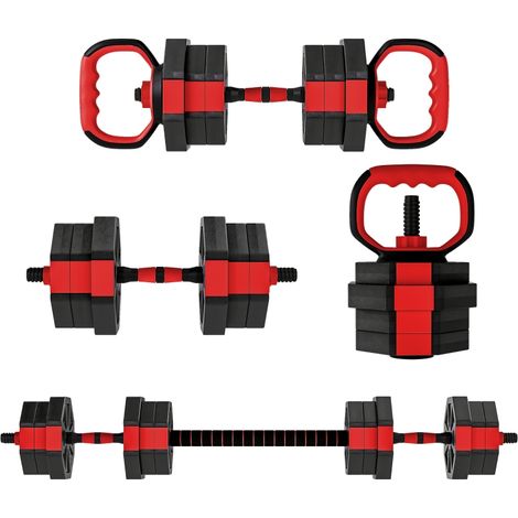 Ensemble d'haltères 4 en 1 Jeu d'haltères Barres ajustables 20KG pour l'entraînement de force à domicile (1/5)