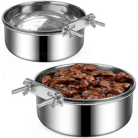 Lot de 2 gamelles pour chien, gamelles en acier inoxydable pour nourriture et eau, gamelles suspendues pour cage ou caisse de transport (1/5)