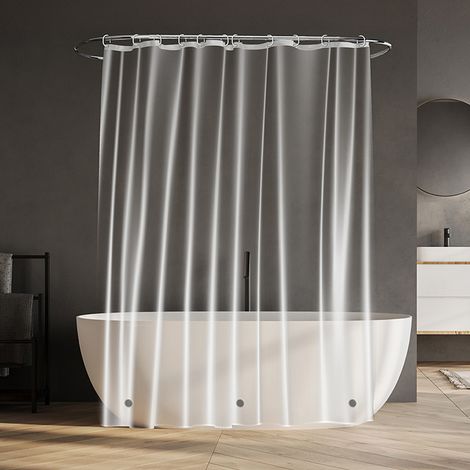 Rideau Douche 180x180 cm - Rideau de Douche Lavable - Premium PEVA + Oeillets Inoxydables + 3 Aimants - Parfait pour Les Salles de Bain - Transparent (1/5)