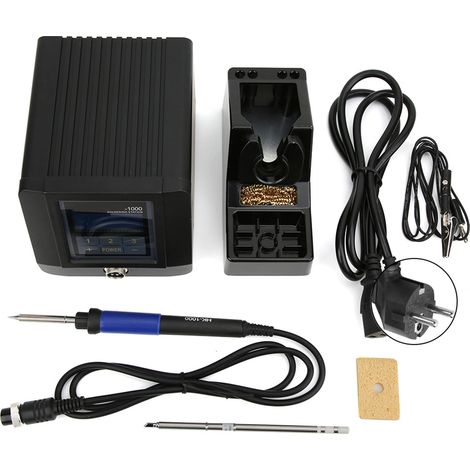 Station de soudage intelligente HK-1000, fer à souder numérique sans plomb 90W, affichage LED, température réglable 150-480°C, prise UE 220V, kit complet (1/5)