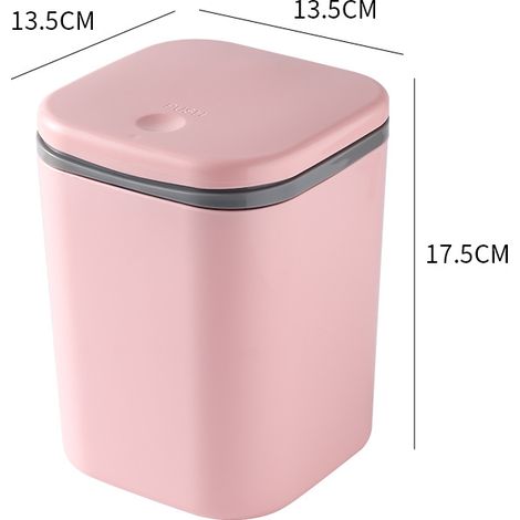 Papelera de oficina Ready Supply PP con tapa, cubo de almacenamiento para oficina, dormitorio o residencia estudiantil, papelera pequeña (rosa, paquete de 1) (1/5)