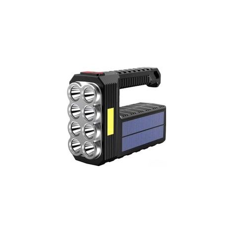 Lampe Torche Solaire Mega Power, 8 LED, Lampe Rechargeable Super Lumineuse pour Camping, Maison, Équipement de Travail