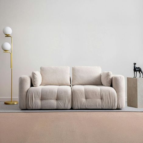 Canapé 2 places modulable beige, forme organique BARI (1/5)
