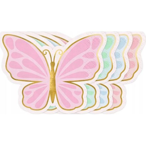 Serviettes en papier à motifs de papillons pastel colorés, 16 x 12 cm, lot de 12 (1/5)