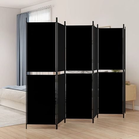 Paravento Divisorio a 6 Pannelli ,Separé per interni ed esterni Nero 300 x 180 cm in Tessuto ITD20138 (1/5)