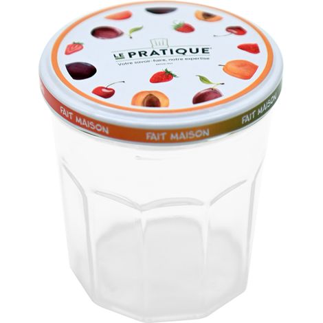 Set mit 6 Marmeladengläsern 324 ml, Deckeldekor LE PRATQUE, Durchmesser 82 mm LE PRATIQUE