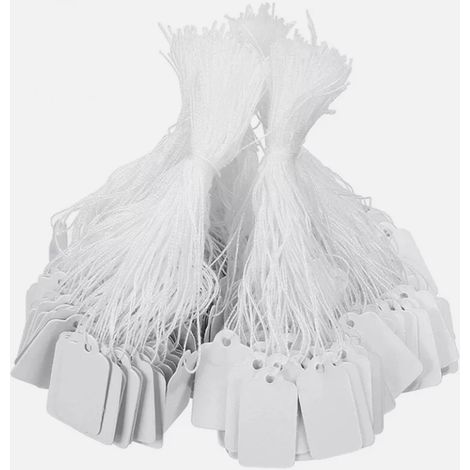 Étiquettes de prix pour vide-grenier, taille n° 5, blanches, vierges, avec ficelle, neuves (1/4)