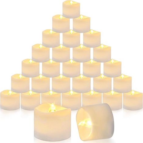 Velas LED,Conos LED con efecto de llama ondulante,juego de 48 conos LED de calentamiento,más de 100 horas de luz eléctrica (1/2)