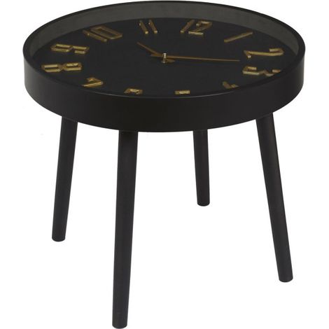 Table d'Appoint Horloge "Lounge" 50cm Noir (1/5)