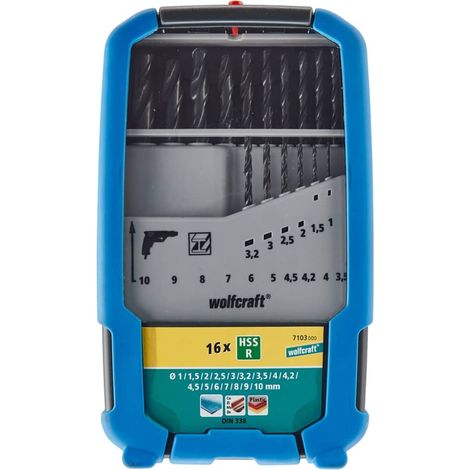 wolfcraft Set di punte in metallo HSS rullate da 16 pezzi, 7103000 (1/5)