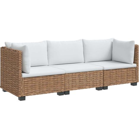 3 Stk. Rattan-Lounge-Set mit Kissen GENDT Naturrattan Natur vidaXL (1/5)