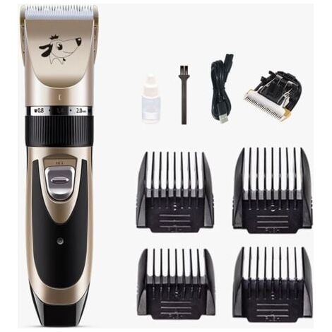 Tondeuse Chien Professionnel Poil Long Epais Animal Silencieux Rechargeable Electrique Tondeuse pour Chien et Chat Dog Clipper Kit,