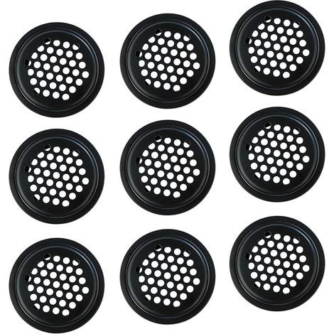 10 Pièces Grille de Ventilation Noire, Couverture de la Grille 25mm, Acier Inoxydable Mailles de Ventilation, Couvercle D'aération pour Armoires, Bibliothèques, Meubles à Chaussures (1/5)