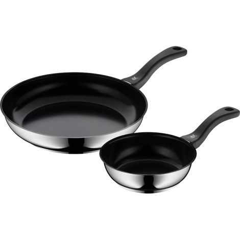 set de poêles 2 pièces, poêle 18, 28 cm, induction, revêtement en acier inoxydable, revêtement céramique, poignée en plastique (1/5)