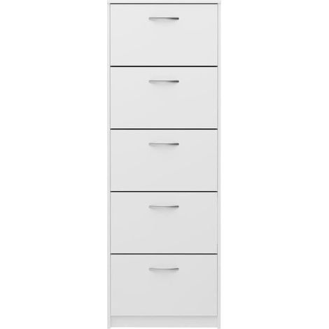 Meuble a chaussures - Décor blanc - 5 Abattants - 10 paires - L58,5 x H168,5 x P17 cm - Fabriqué en Allemagne (1/5)